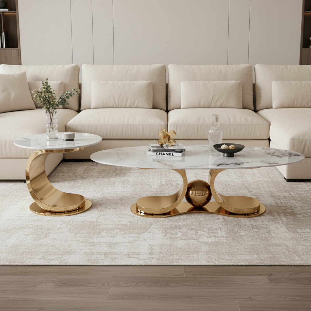 Curved Gold Marble Set - Image 6