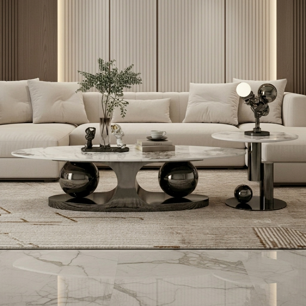 Modern Dark-Base Marble Set - Image 2