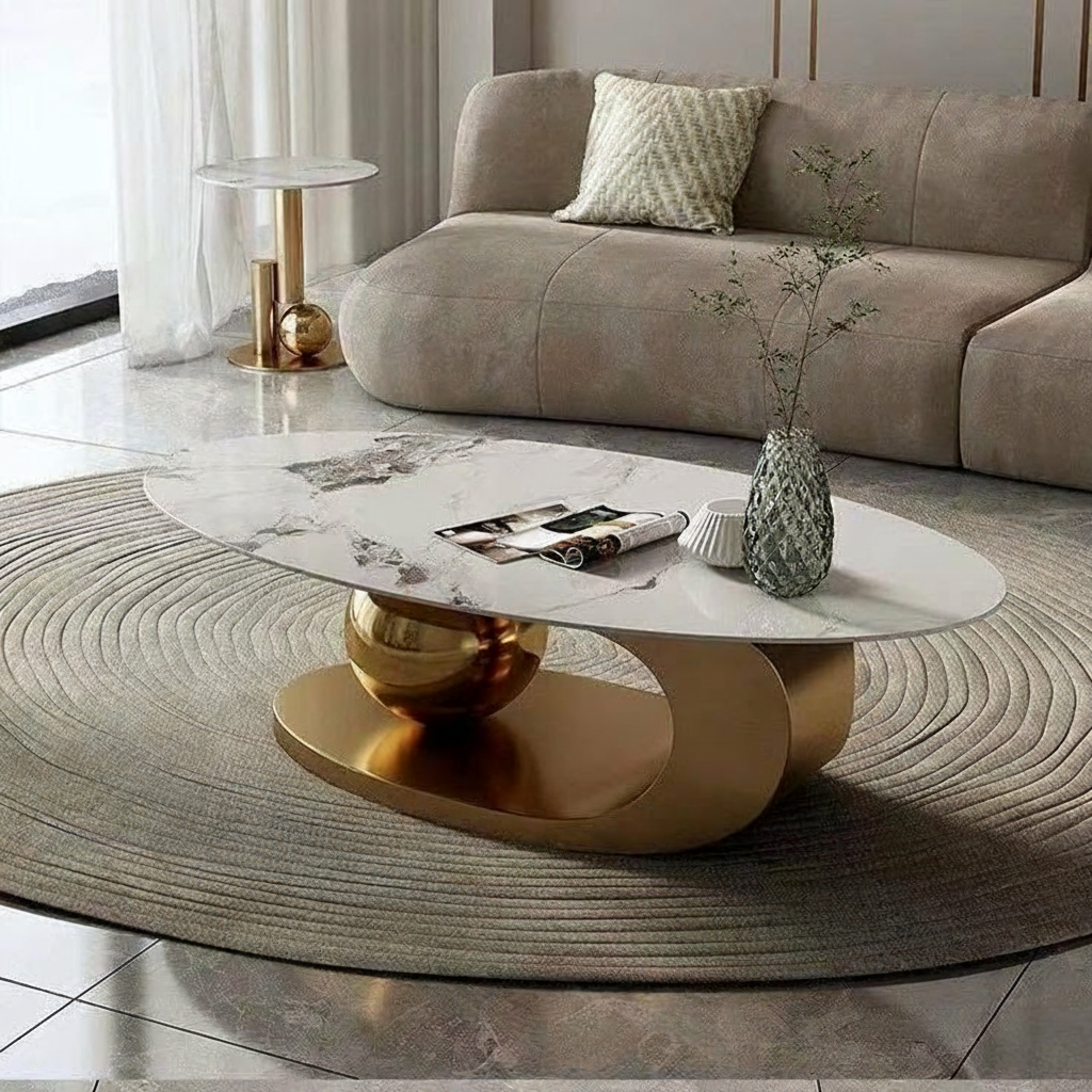 Curved Gold Oval Table - Image 2