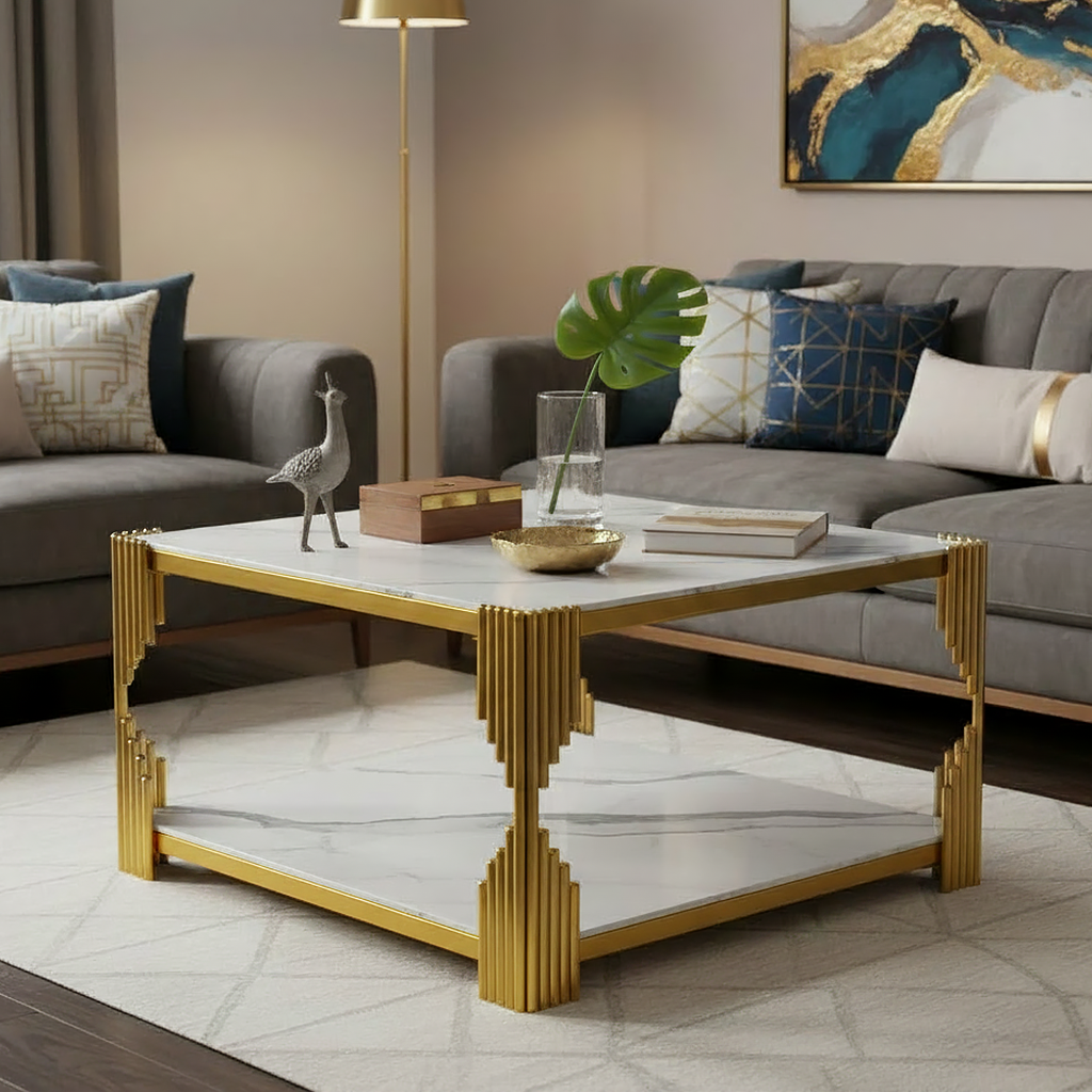 Square Gold Marble Table - Image 2