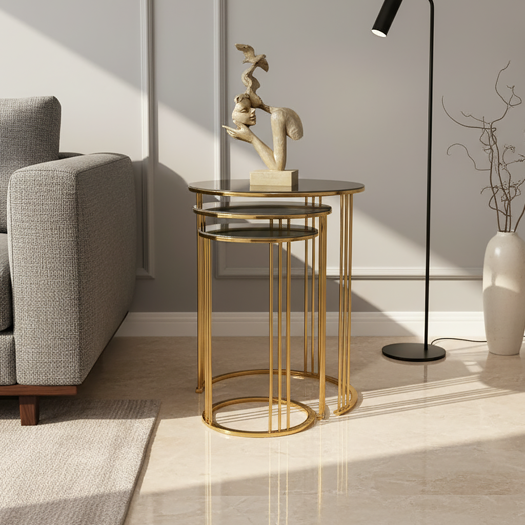 Nesting Gold Side Table Set - Image 2
