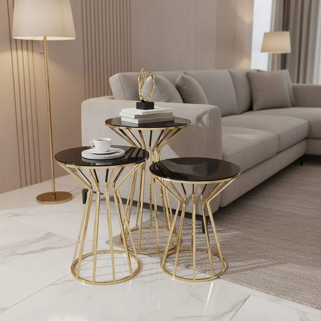 Modern Fluted Gold Side Set - Image 2