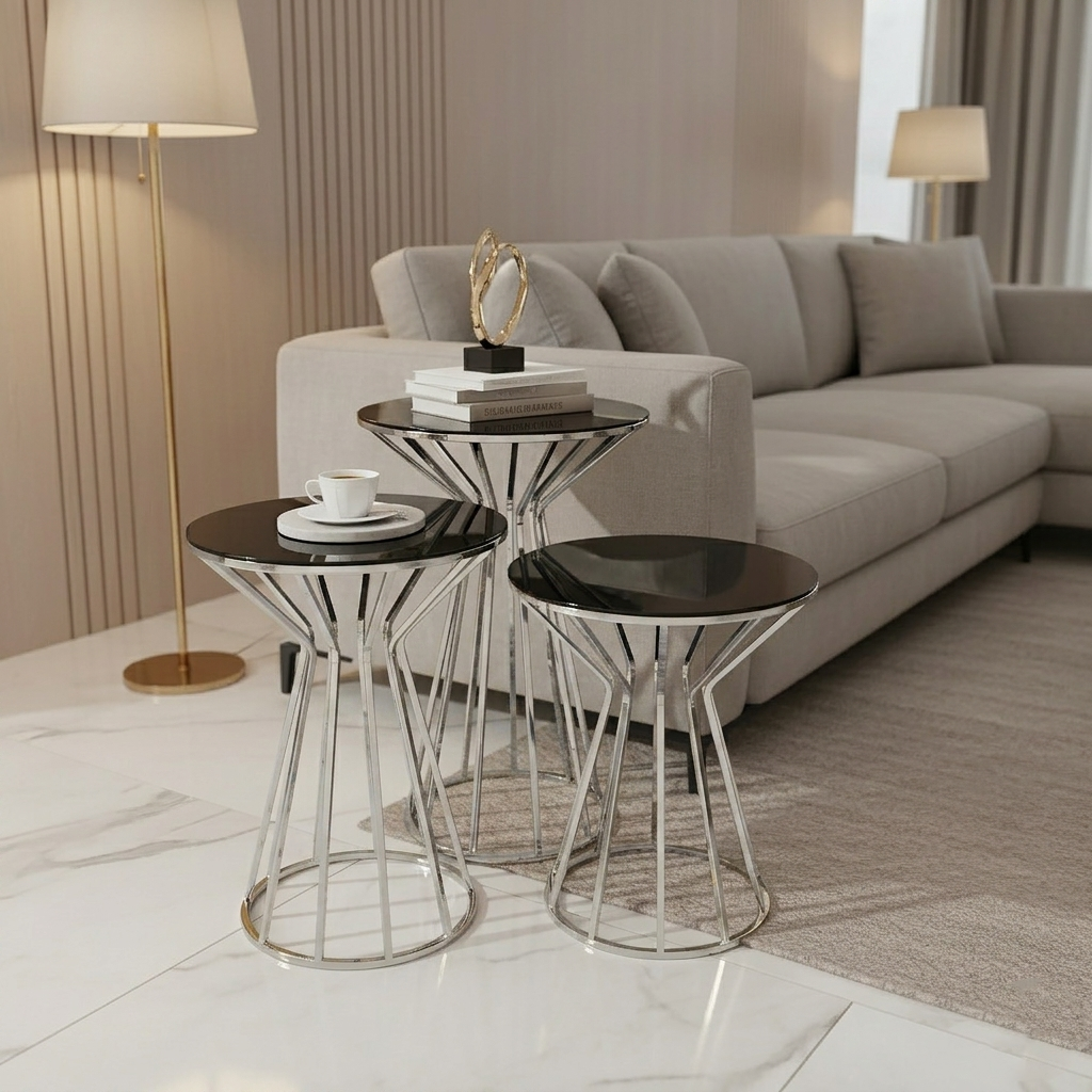 Modern Fluted Silver Side Set - Image 2