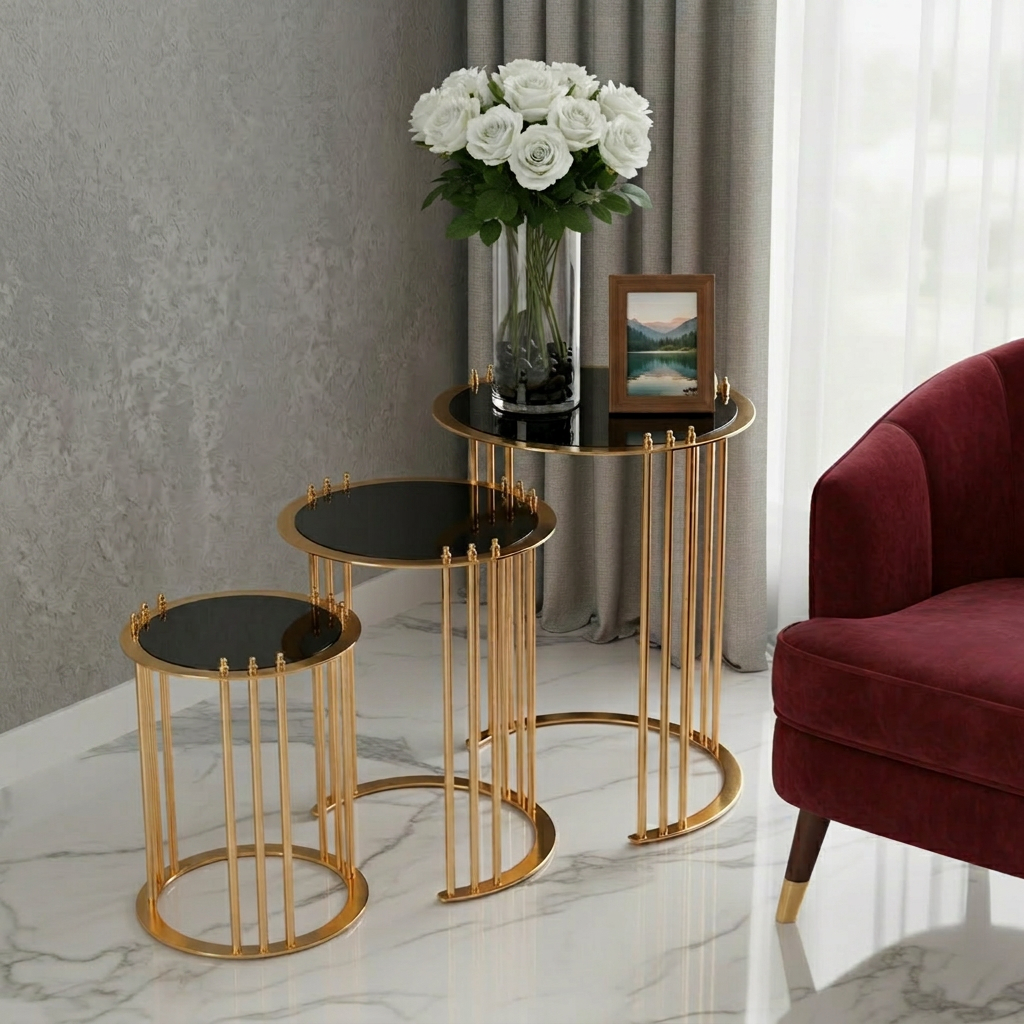C-Frame Gold Side Table Set - Image 2
