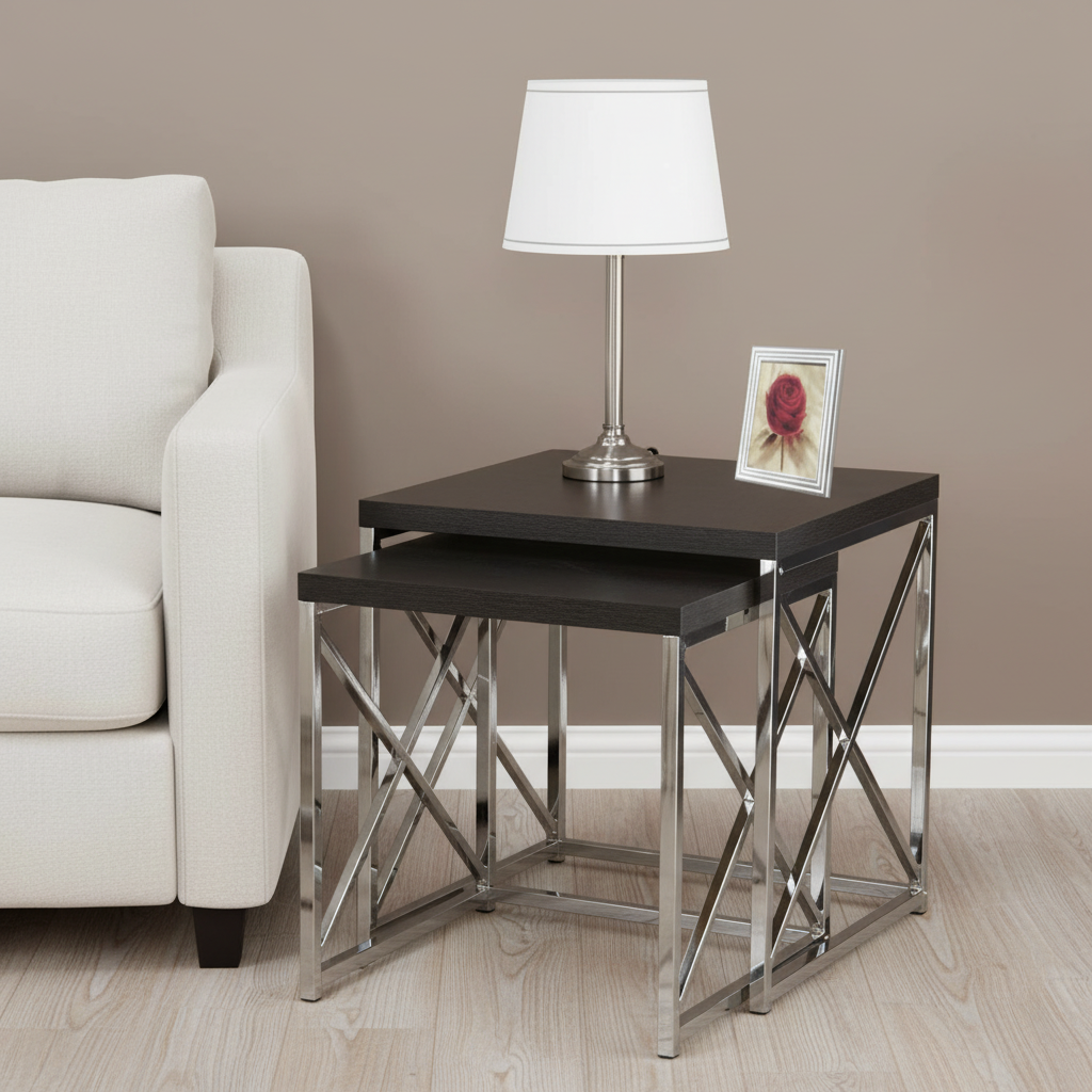 Nesting X-Frame Silver Side Set - Image 2