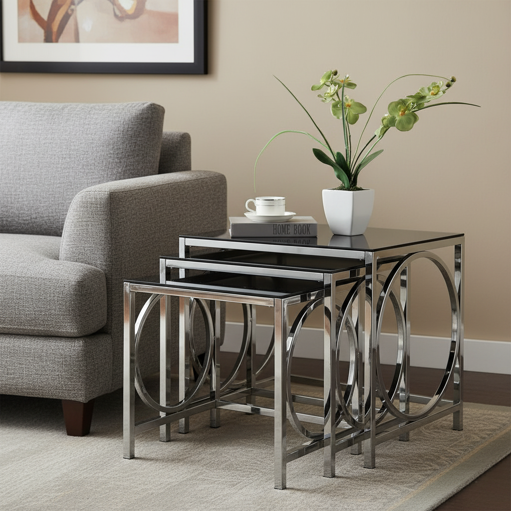 Nesting Circular Silver Side Set - Image 2
