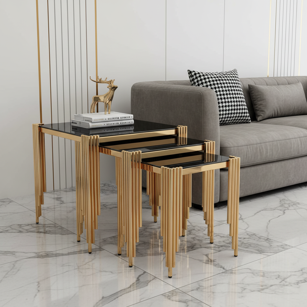 Nesting Gold Fluted Side Set - Image 2