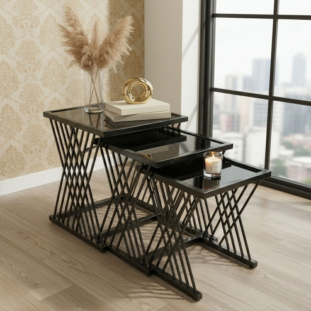 Nesting Hourglass Black Side Set - Image 2