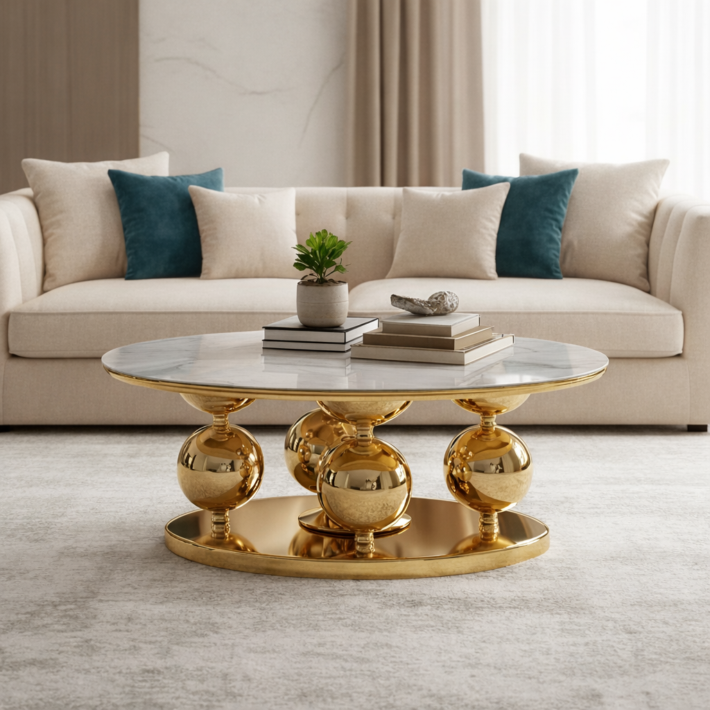 Orbital Gold Marble Table - Image 2