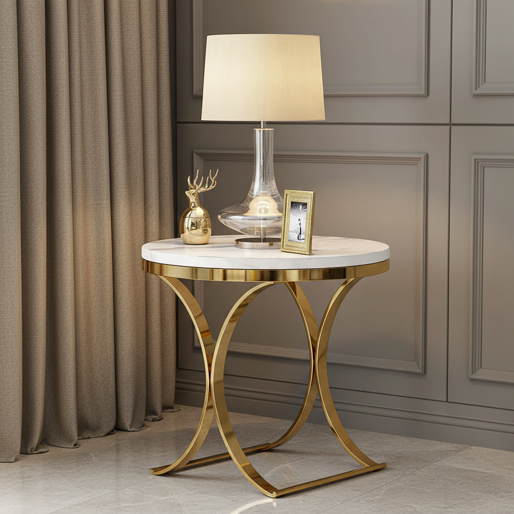 Modern Gold Orb Pedestal Side Table - Image 7