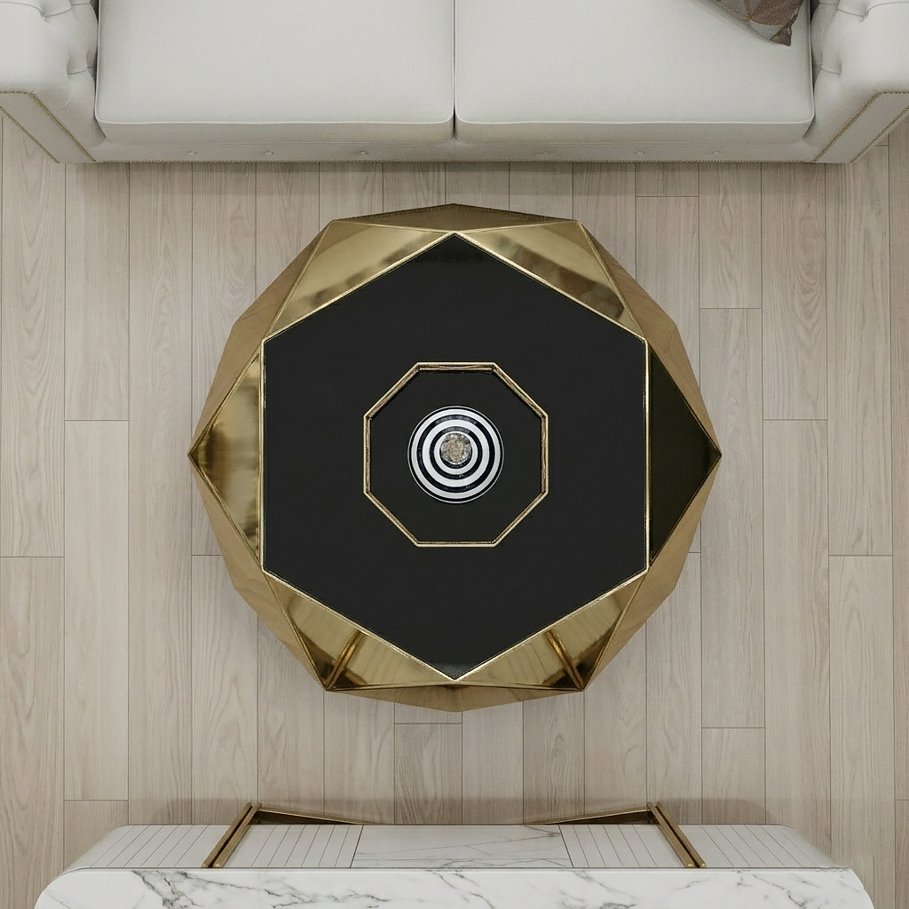 Geometric Gold Coffee Table - Image 2