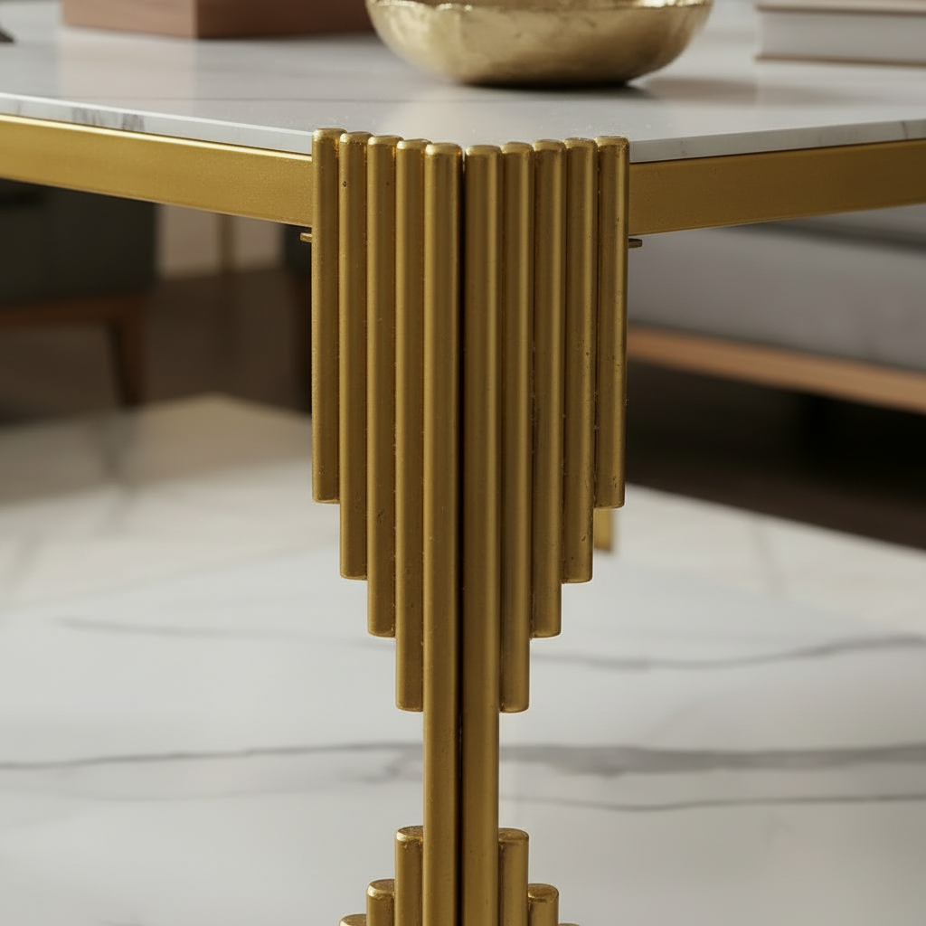 Square Gold Marble Table - Image 3