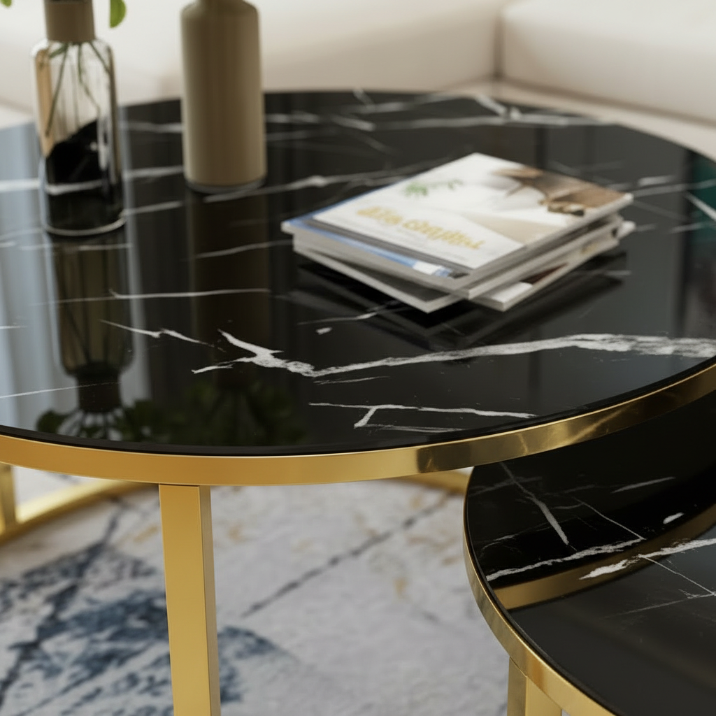 Nesting Black Marble Table Set - Image 3