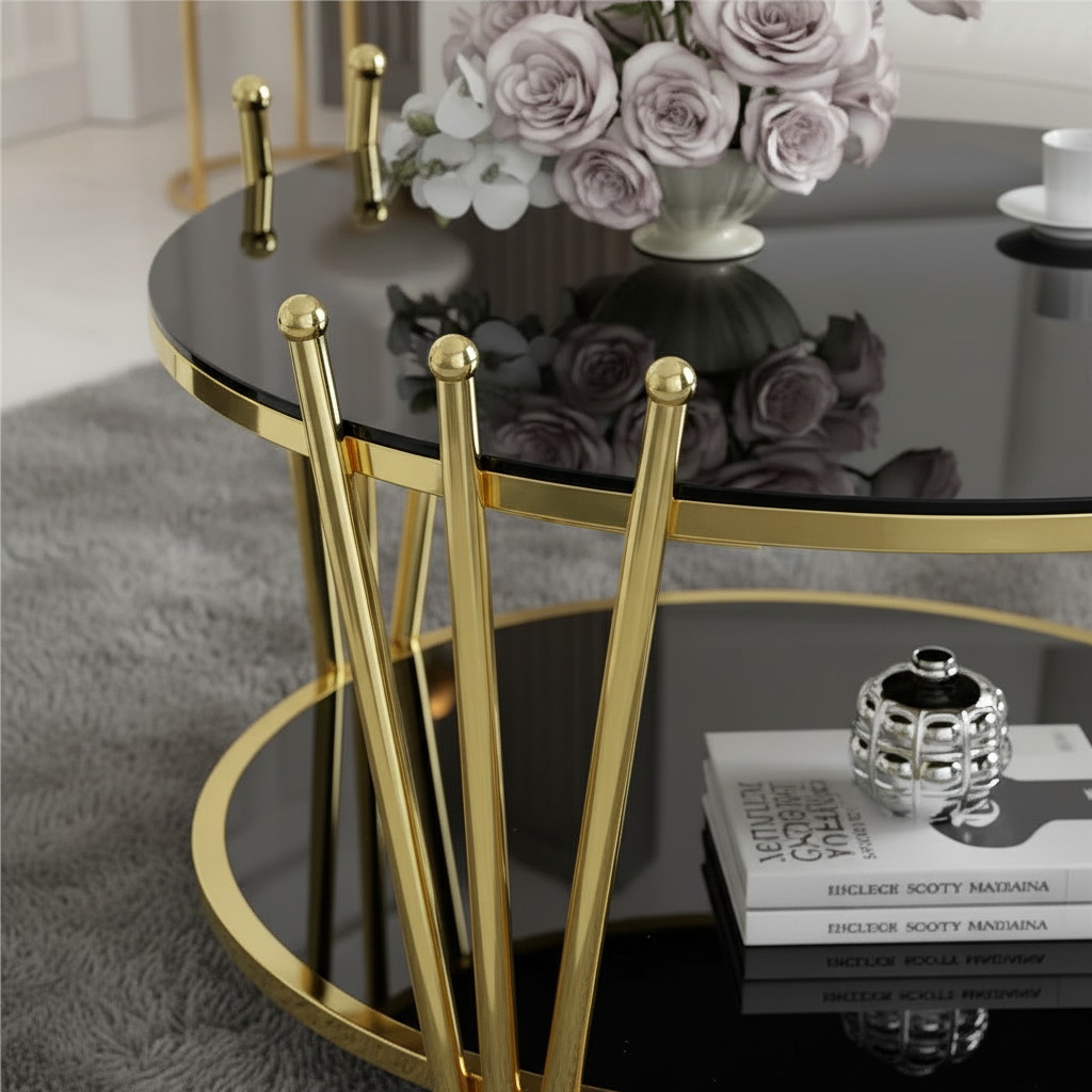 Double-Tier Black Glass Coffee Table - Image 3