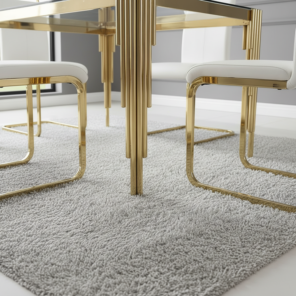 Modern Luxury Gold Waterfall-Base Glass Dining Table & White Cantilever Chairs Dining Set - Image 2