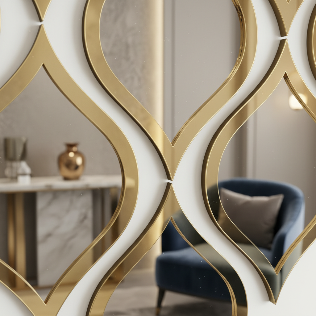 Royal Arabesque Cluster: Artisan Gold Wall Mirror - Image 2