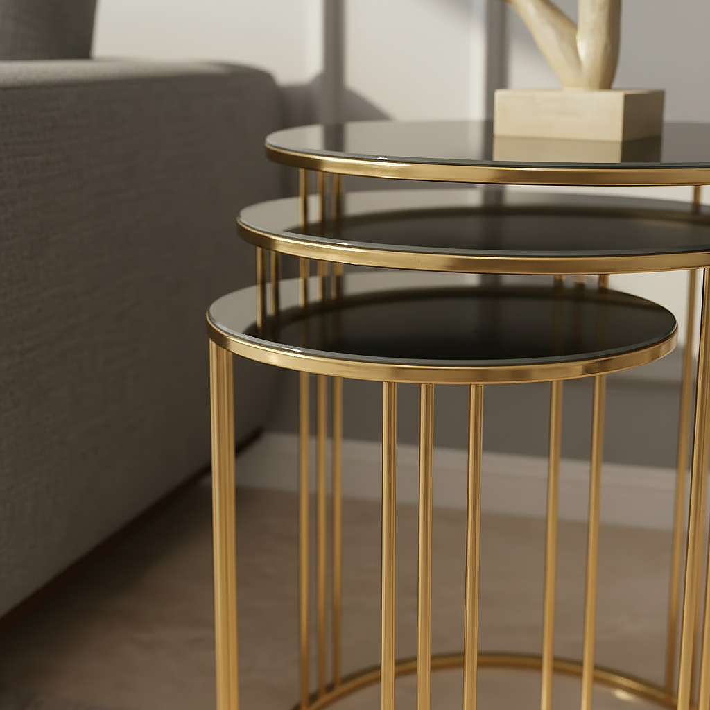 Nesting Gold Side Table Set - Image 3