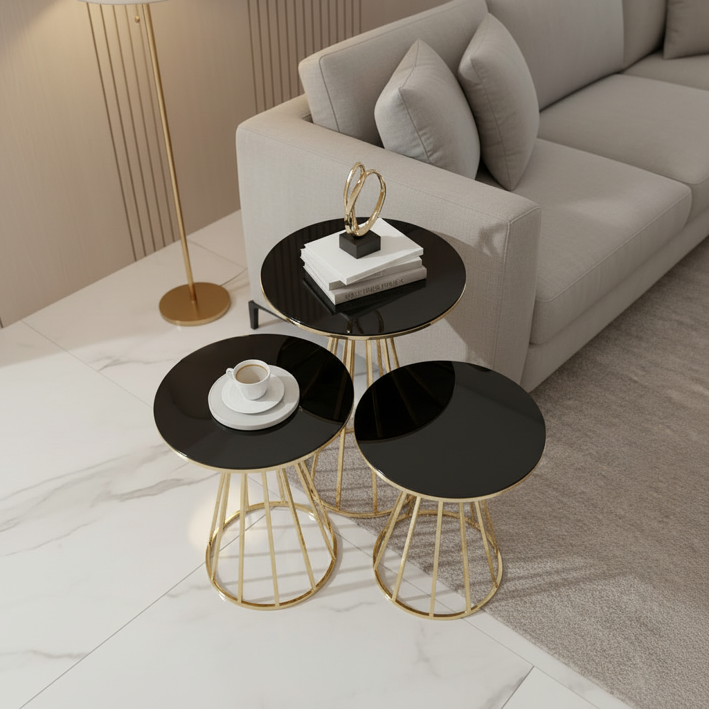 Modern Fluted Gold Side Set - Image 3