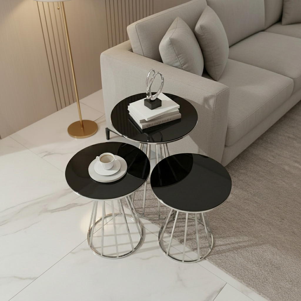 Modern Fluted Silver Side Set - Image 3