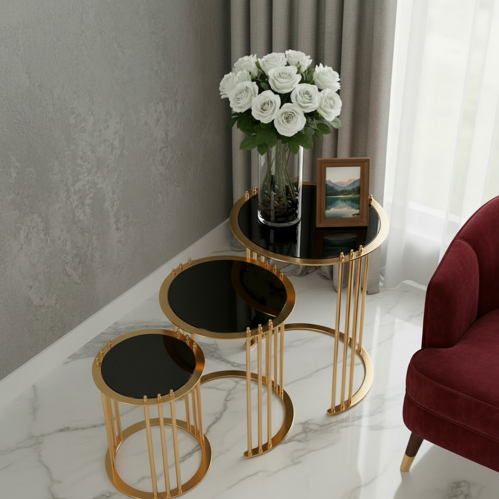 C-Frame Gold Side Table Set - Image 3