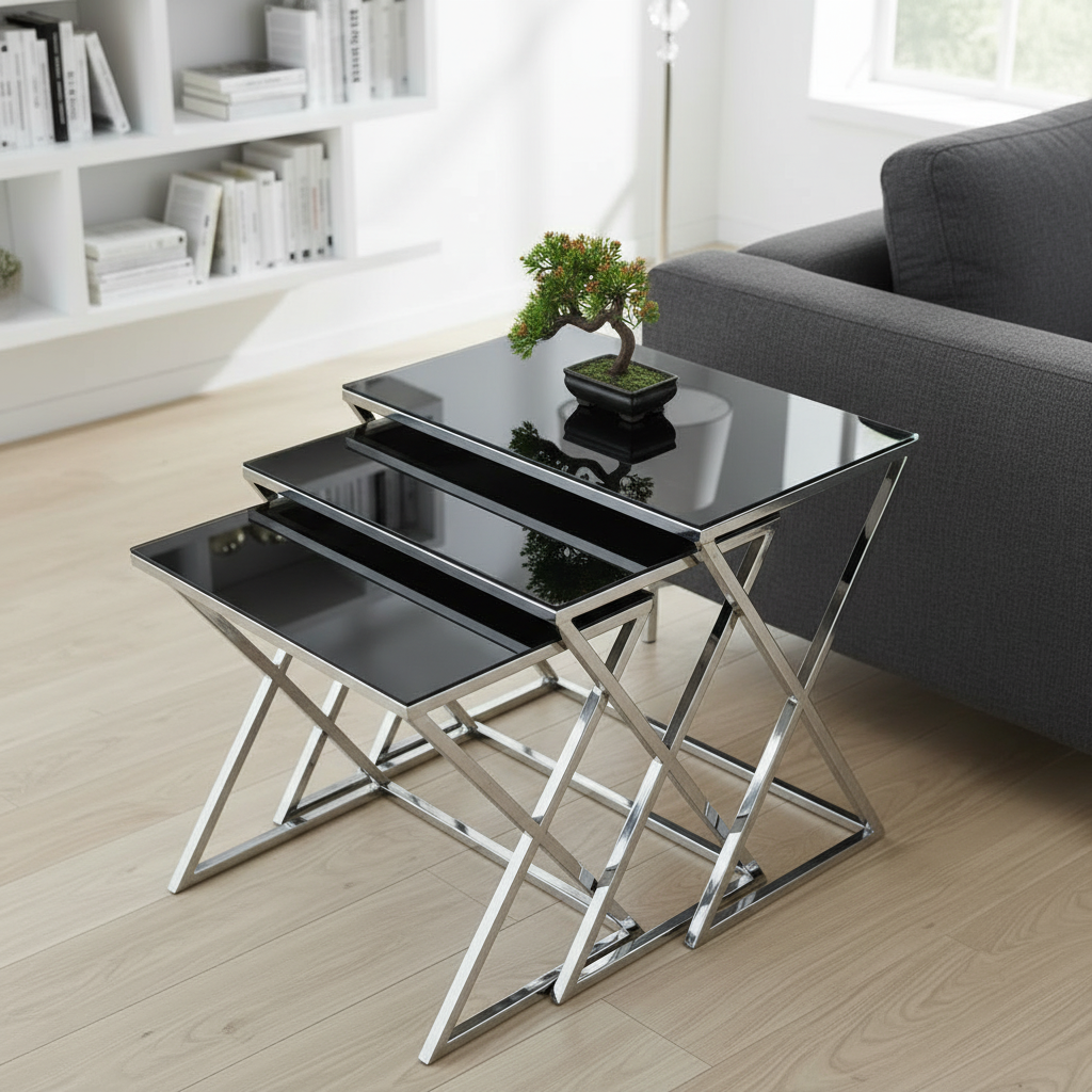Nesting X-Frame Silver Side Set - Image 3
