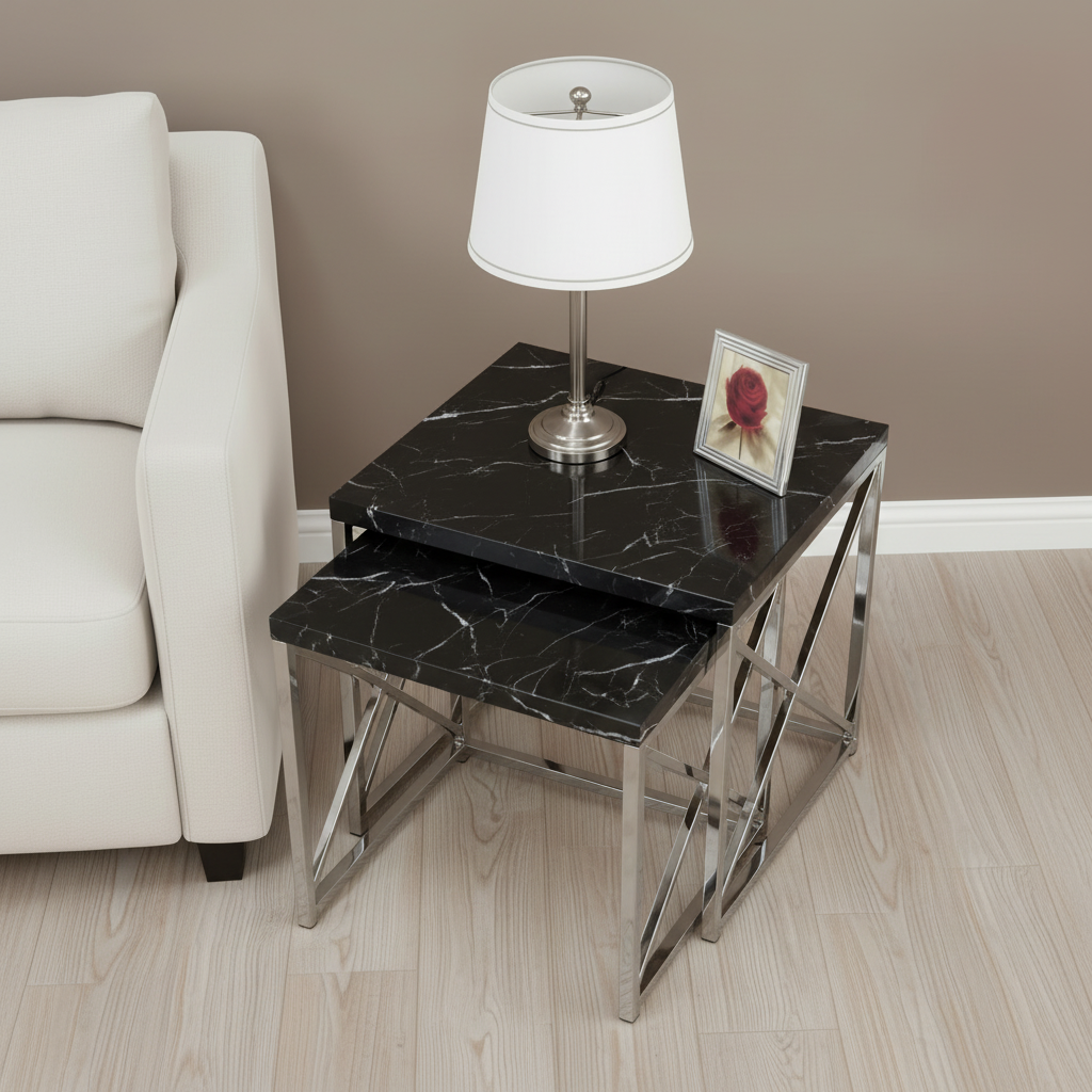 Nesting X-Frame Silver Side Set - Image 3