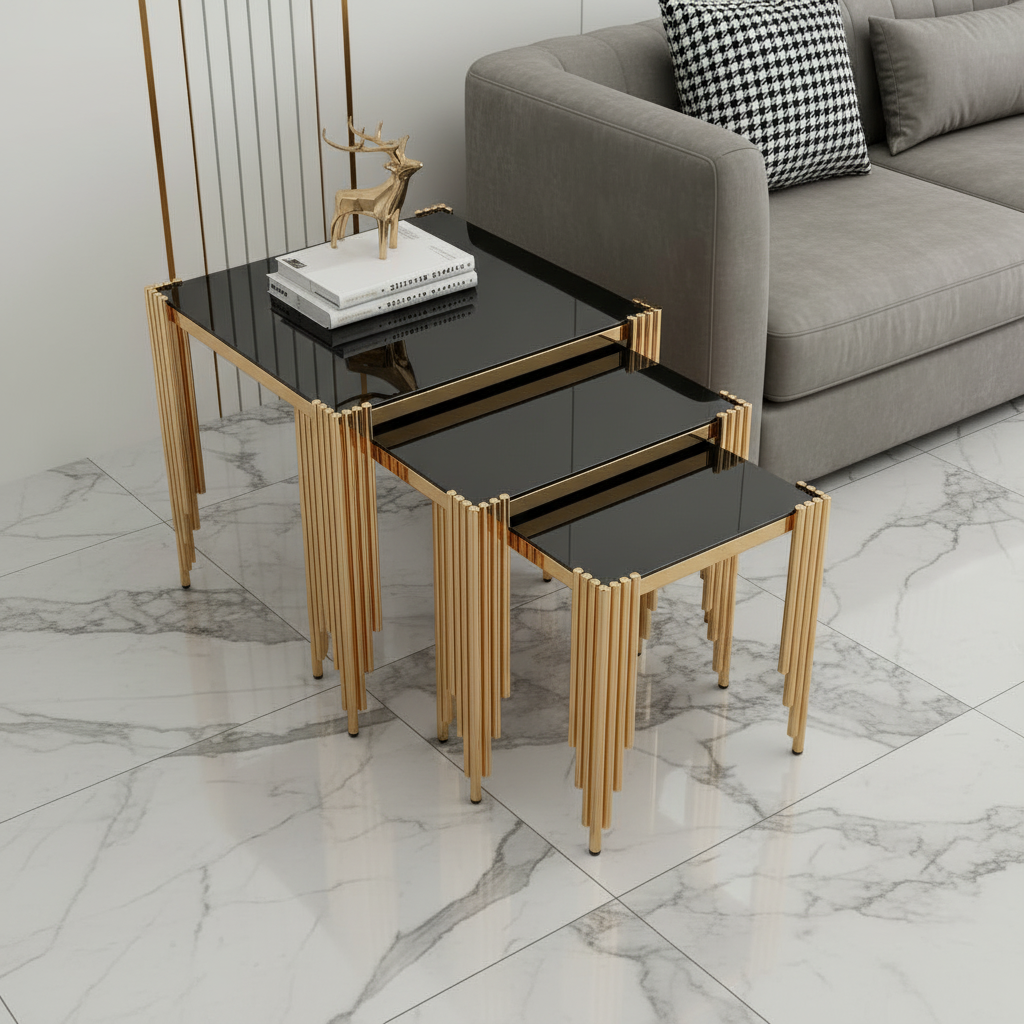 Nesting Gold Fluted Side Set - Image 3