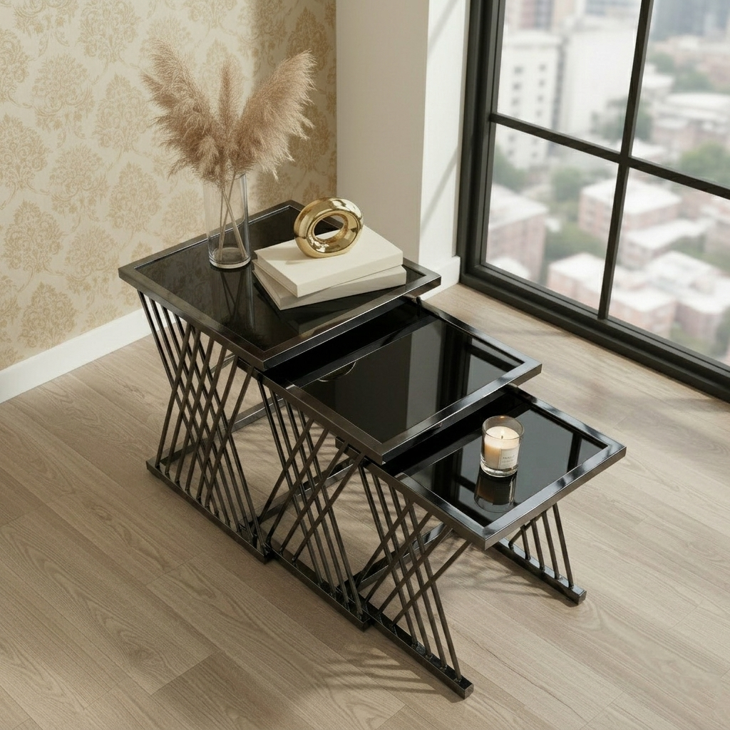 Nesting Hourglass Black Side Set - Image 3
