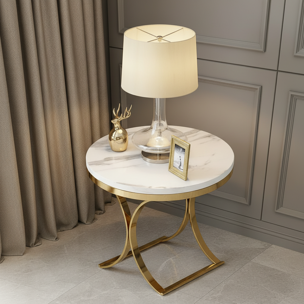 Modern Gold Interlocking Ring Side Table - Image 3