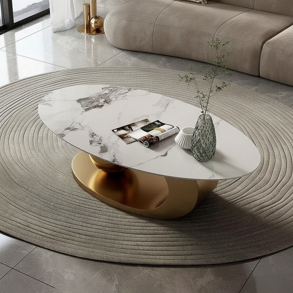 Curved Gold Oval Table - Image 3