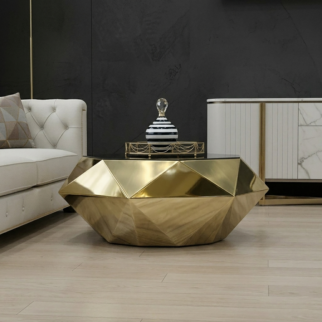 Geometric Gold Coffee Table - Image 3