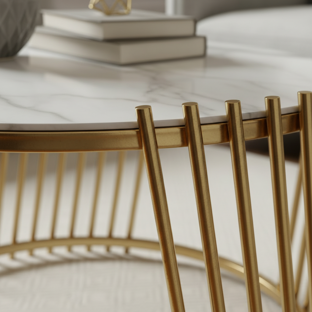 Circular Gold Marble Table - Image 3