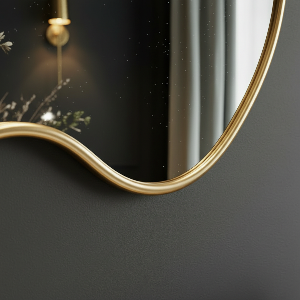 Large Two-Piece Interlocking Gold Wall Mirror – Organic Shapes - Image 3