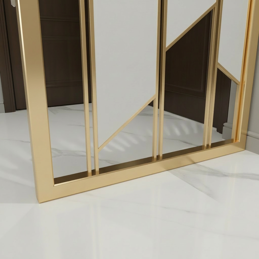 Modern Gold Column Room Divider – Luxury Vertical Metal Slat Partition for Living Room - Image 3
