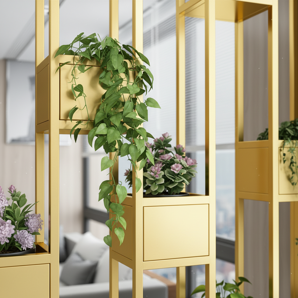 Premium Gold Column Partition – Luxury Multi-Tier Display Unit & Room Divider for Modern Spaces. - Image 3