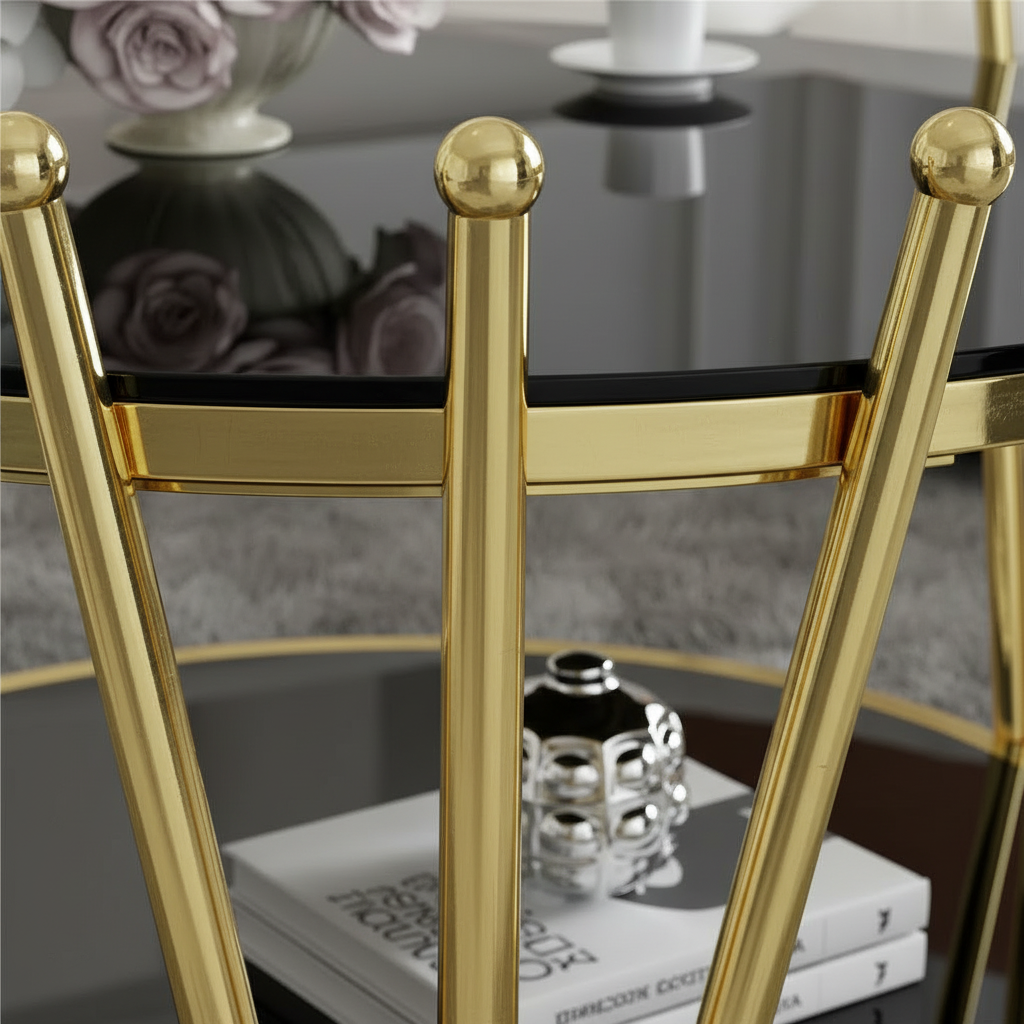 Double-Tier Black Glass Coffee Table - Image 4