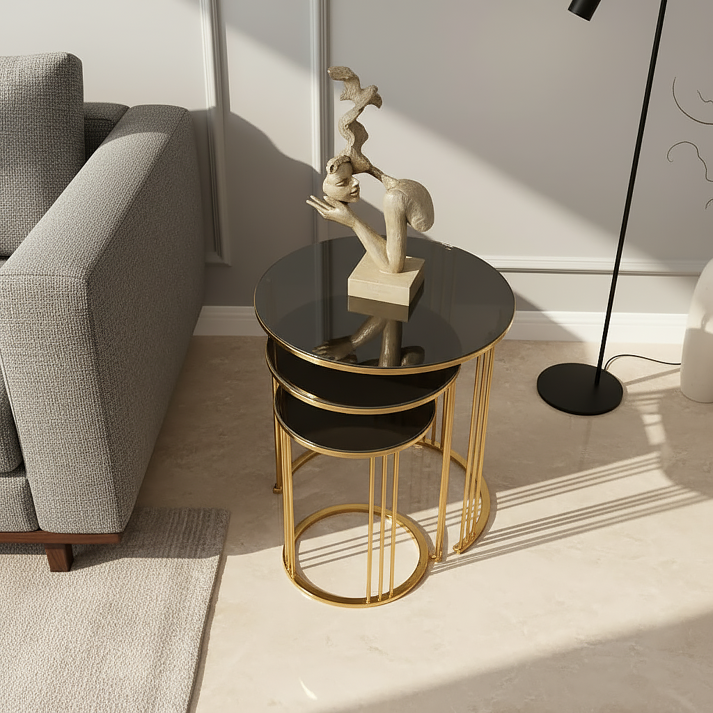 Nesting Gold Side Table Set - Image 4