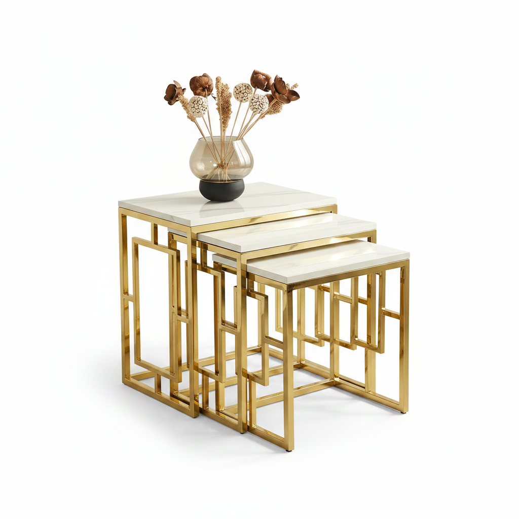 Nesting Geometric Gold Table Set - Image 4