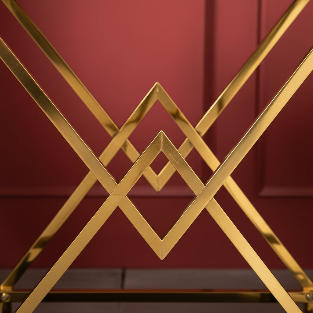 ⁦عربة ضيافة آرت ديكو ذهبية (زجاج مدخن وتصميم هندسي ماسي).⁩ - الصورة ⁦4⁩