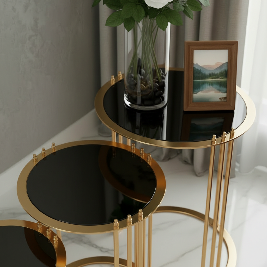 C-Frame Gold Side Table Set - Image 4