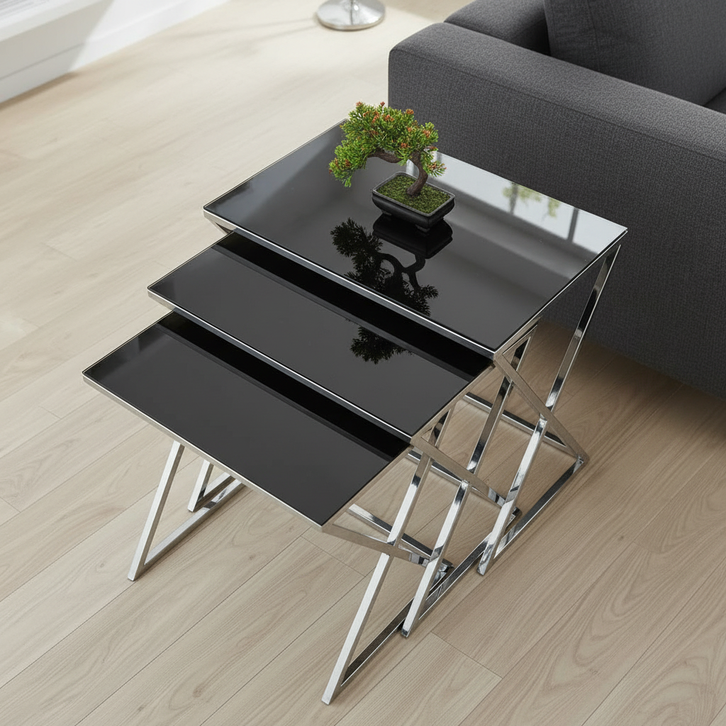 Nesting X-Frame Silver Side Set - Image 4
