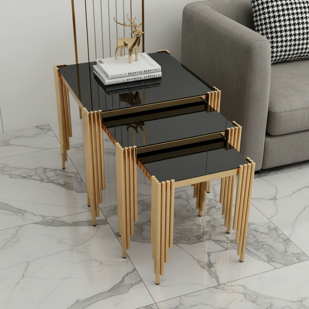 Nesting Gold Fluted Side Set - Image 4
