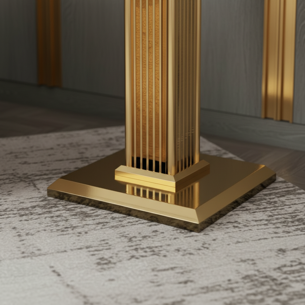 Fluted Gold & White Marble Side Table - Image 4