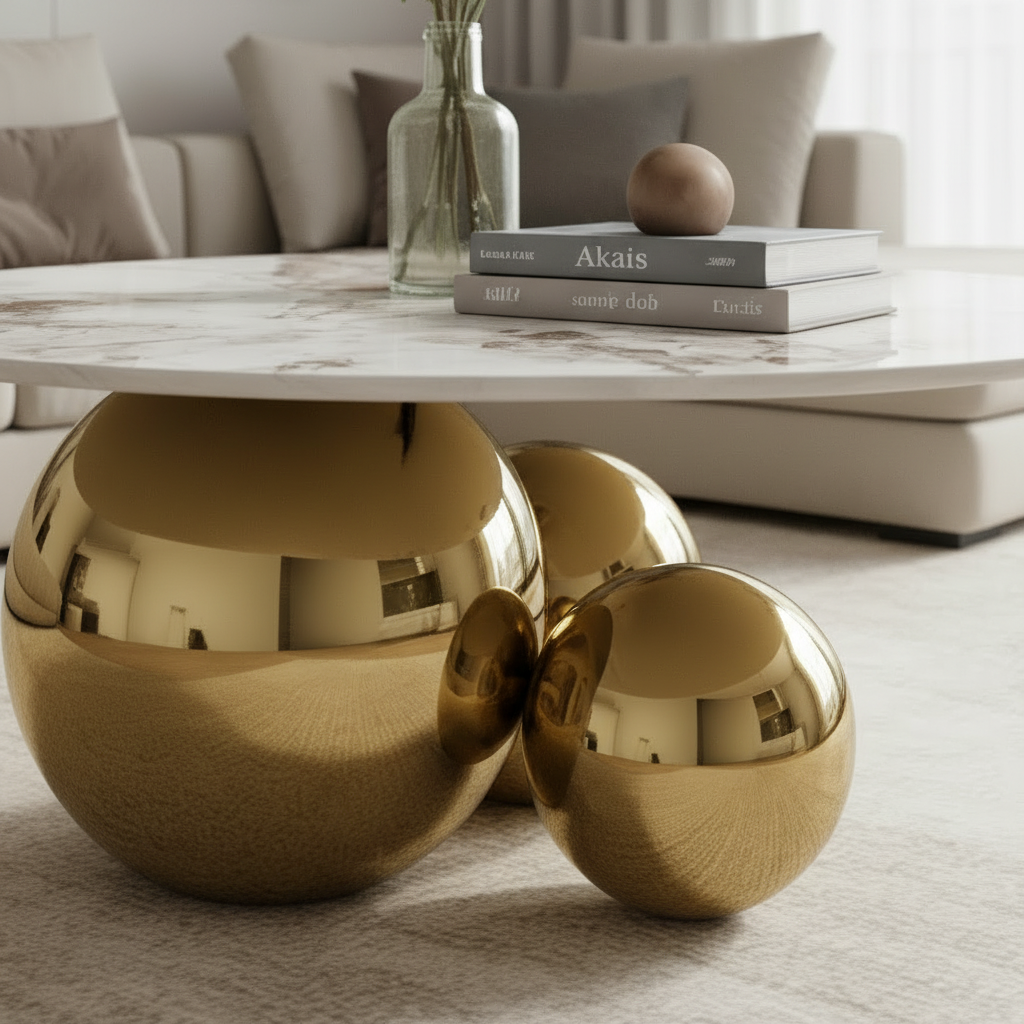 Spherical Gold Marble Table - Image 3