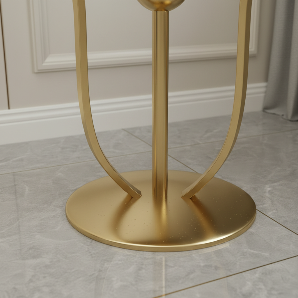 Modern Gold Orb Pedestal Side Table - Image 4