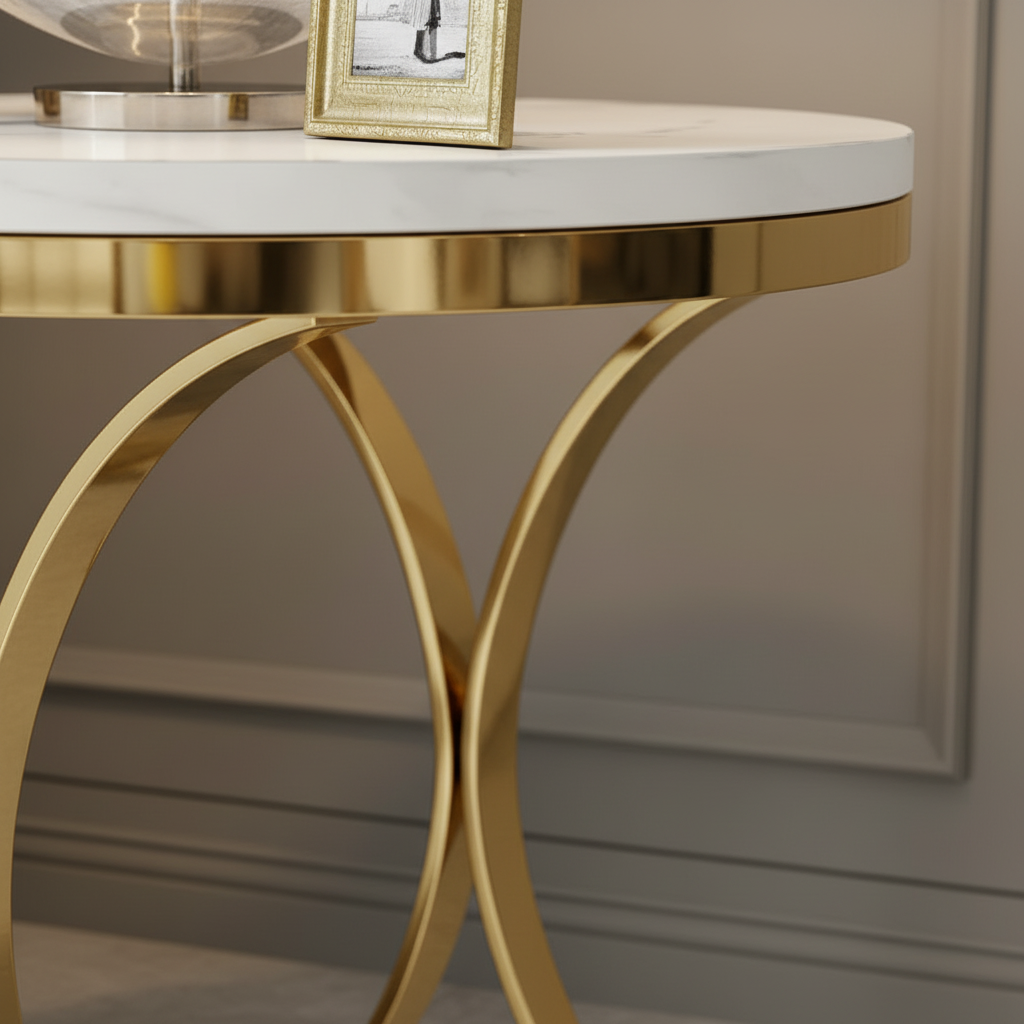 Modern Gold Orb Pedestal Side Table - Image 9