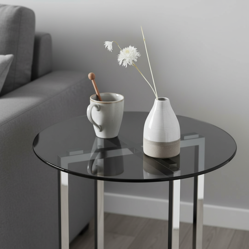Minimalist Silver X-Frame Side Table - Image 3