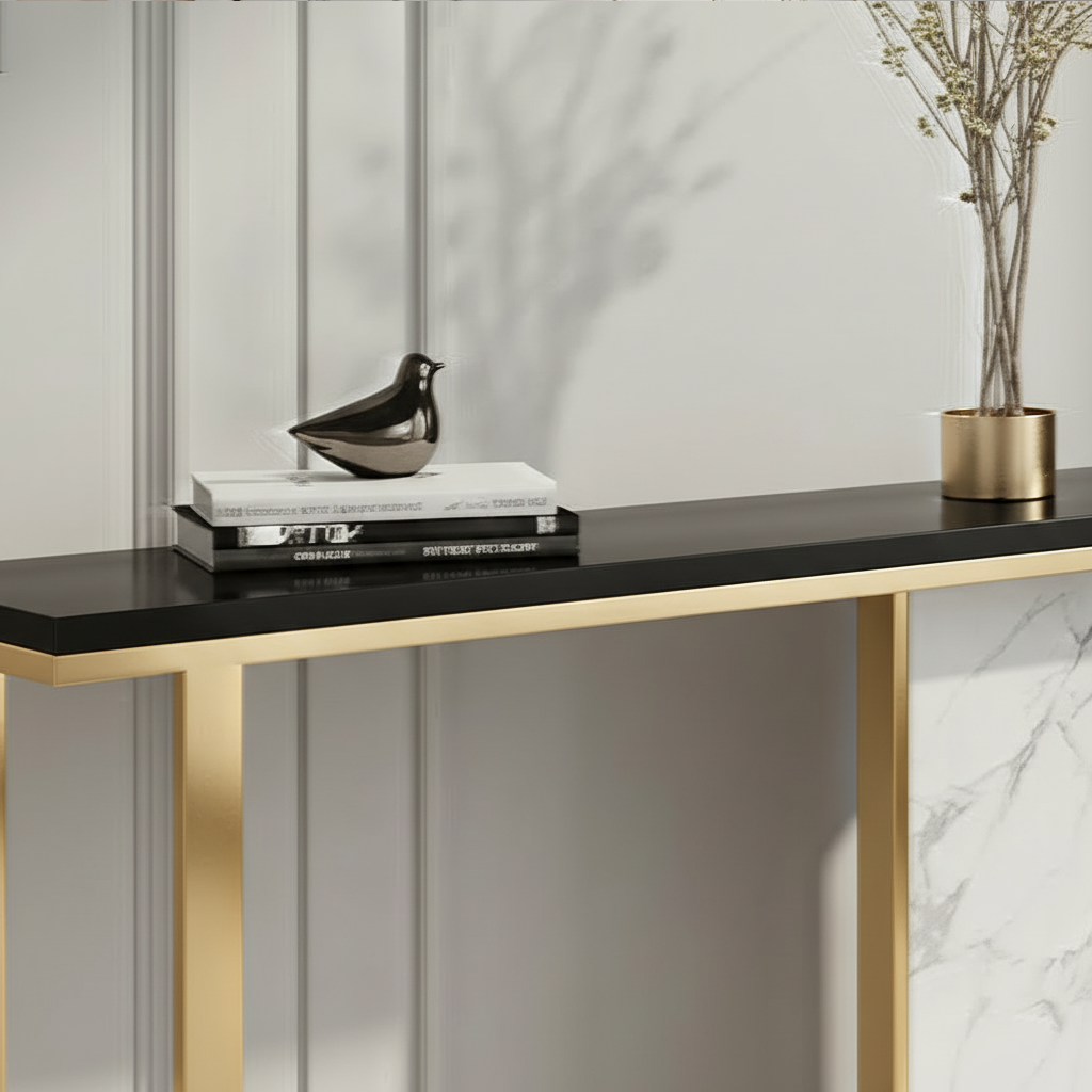 Gold & Marble Panel Console Table - Image 4