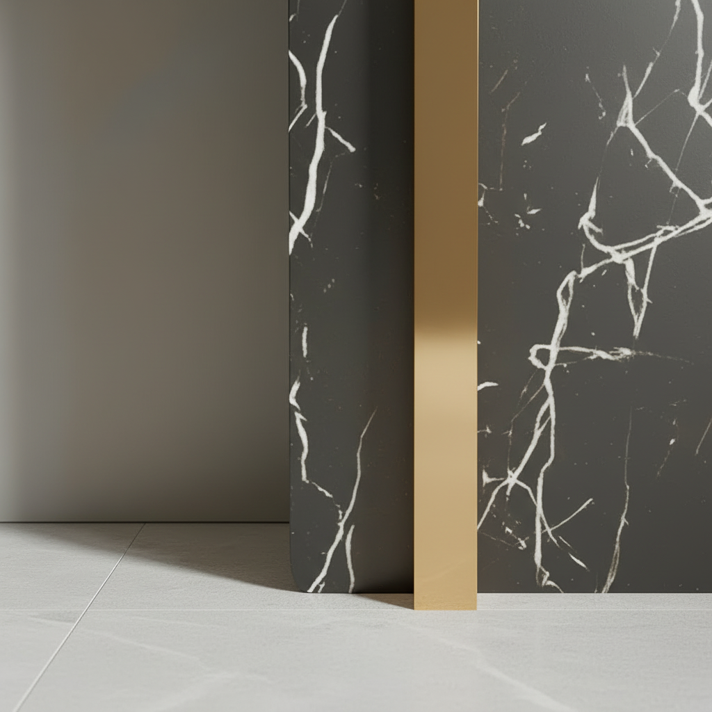 Gold & Black Marble Slat Console Table - Image 4