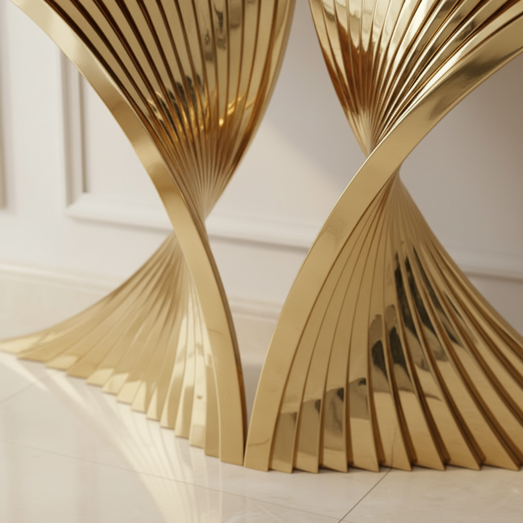 Gold Twisted Rib Console Table - Image 4
